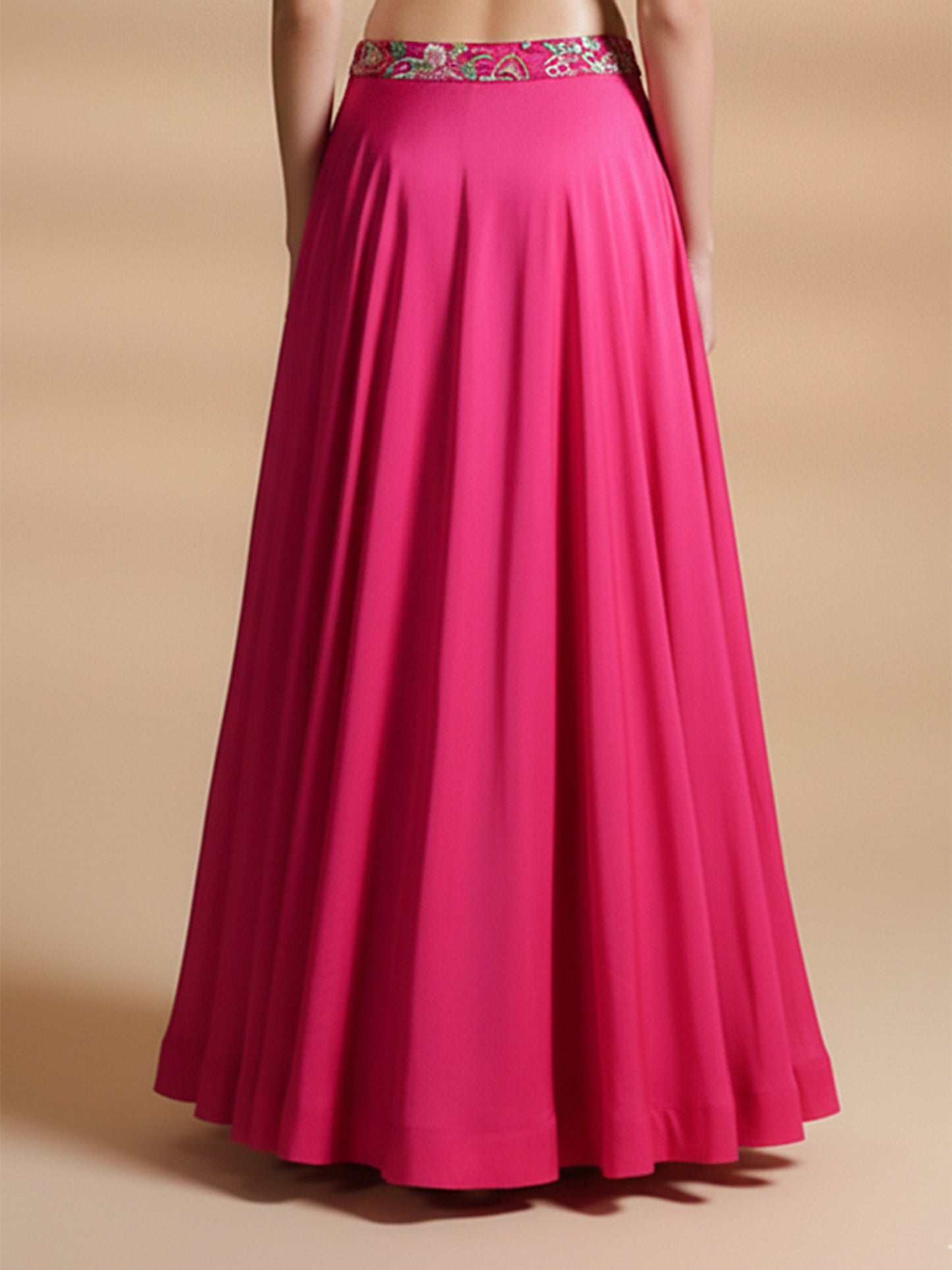 Vibrant Luxe Pink Silk Skirt