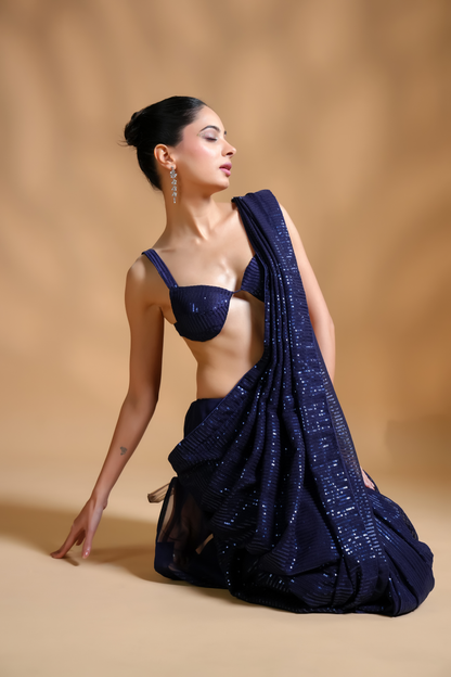 Cocktail Premium Ready to Wear Sequin Saree and Blouse Fabric