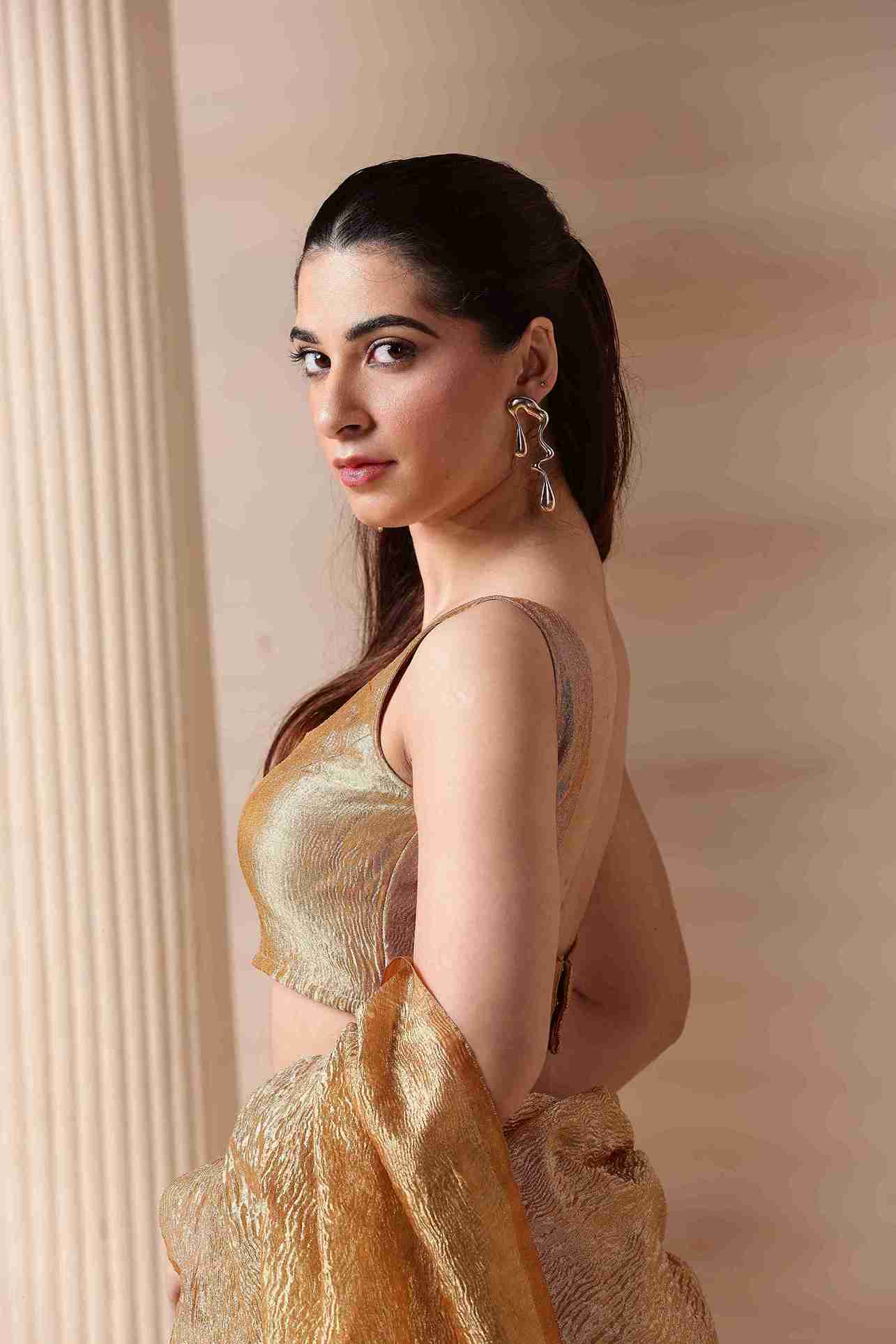 Shimmering Gold Crush Tissue Blouse