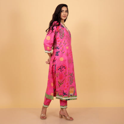 Floral Cotton Kurta and Bottoms with Dupatta Ensemble