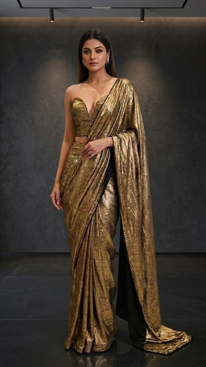 Antique Gold Radiant Silk Saree