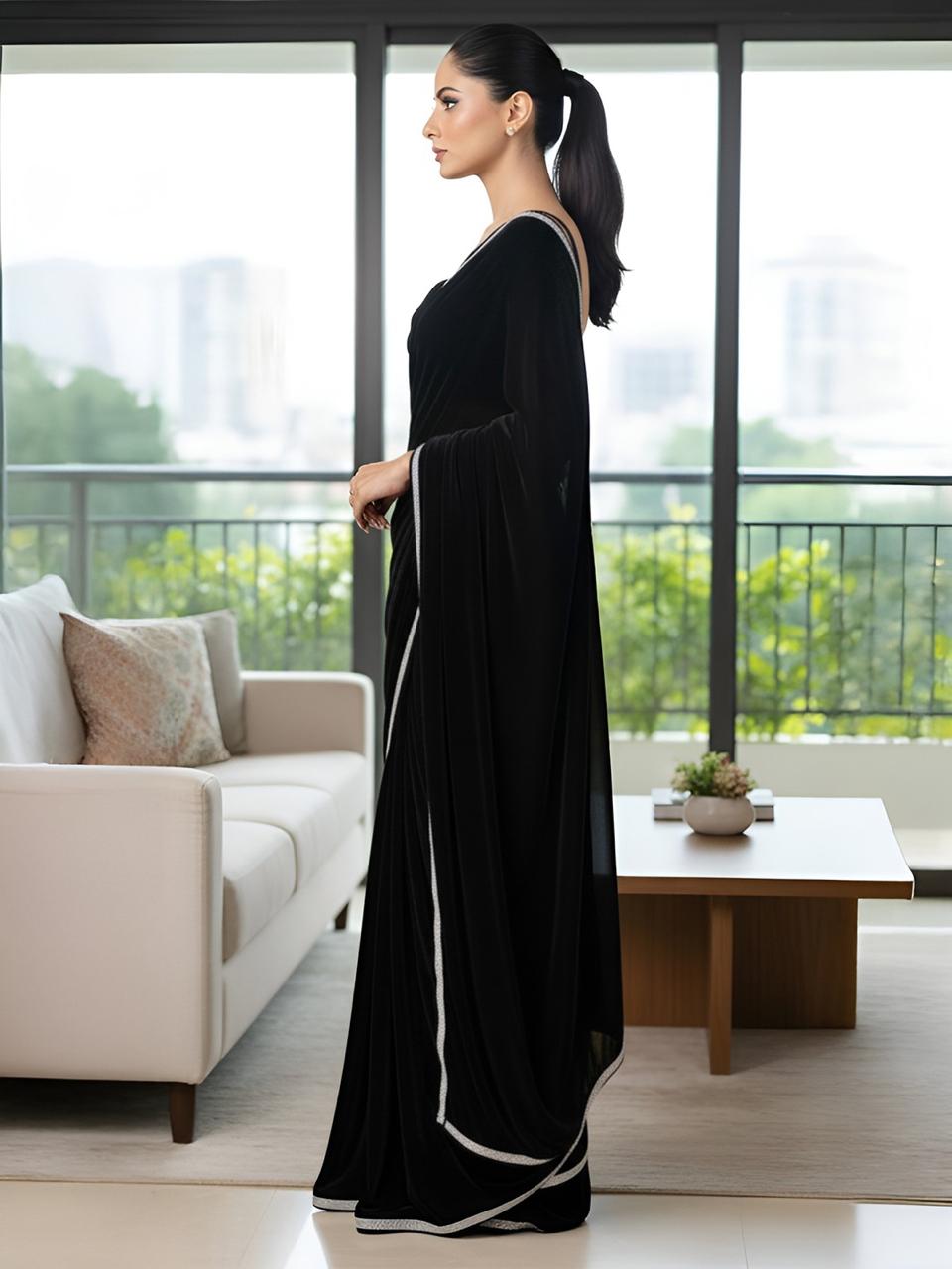 Mystique Black Velvet luxe Saree