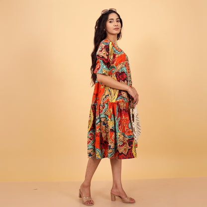 Pure Cotton Classic Abstract Print Dress