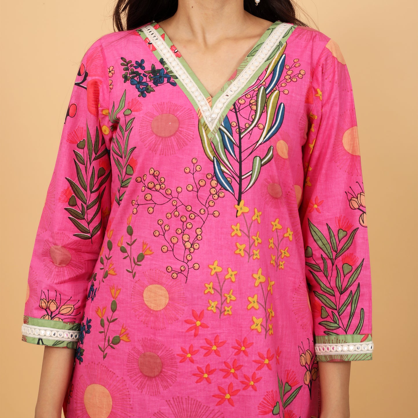 Floral Cotton Kurta and Bottoms with Dupatta Ensemble