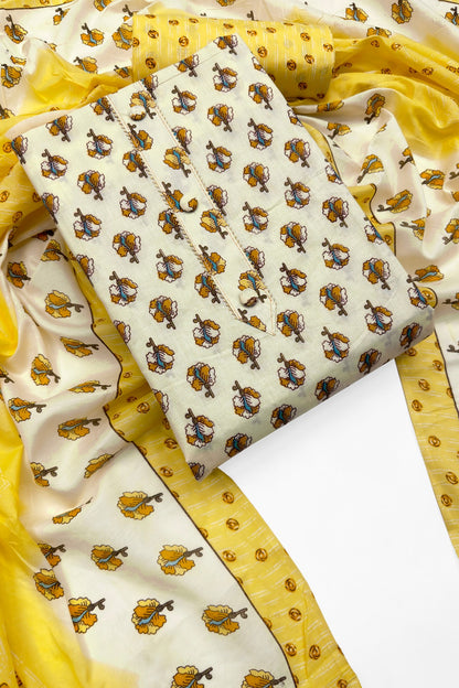 Sunshine Bloom Printed Cotton Unstitched Suit Set