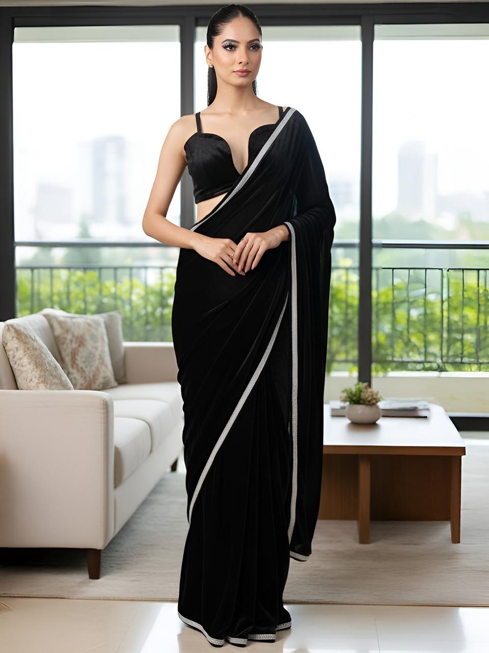 Mystique Black Velvet luxe Saree