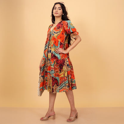 Pure Cotton Classic Abstract Print Dress