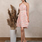 Exquisite Floral Printed Halter Dress with Shell Belt