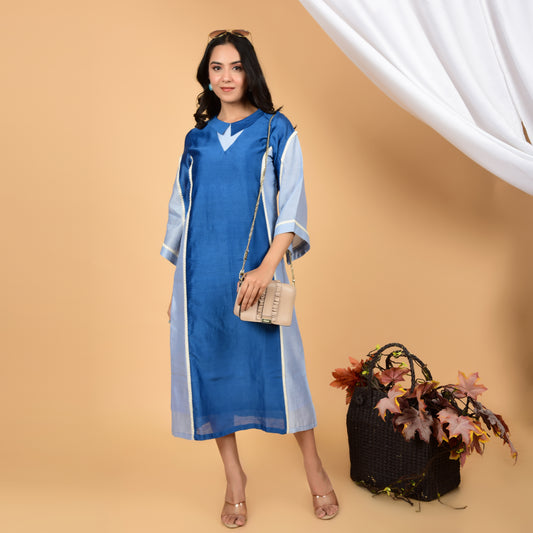 Mystic Dual Blue Chanderi Ethnic Dress