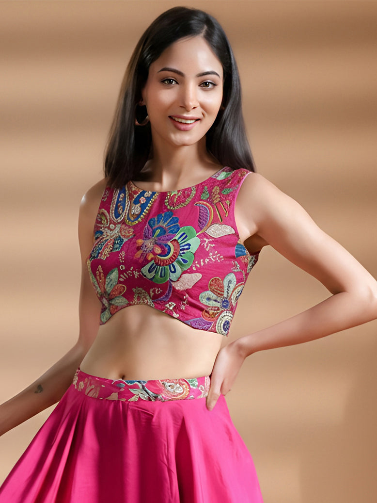 Exclusive Pink Silk Embroidered Blouse