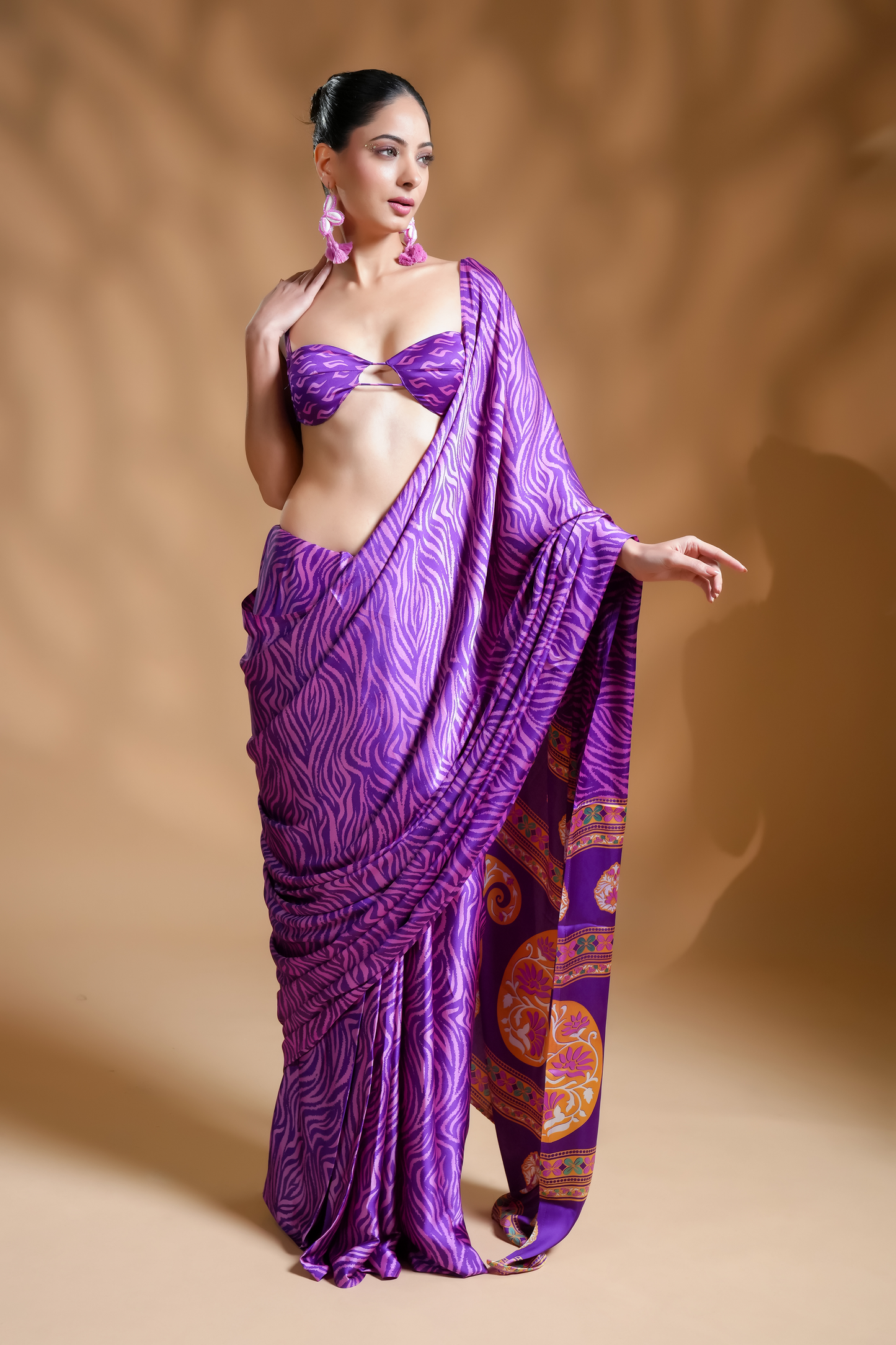 Exquisite Premium Satin Ready to Wear Saree With Designer Blouse Fabric