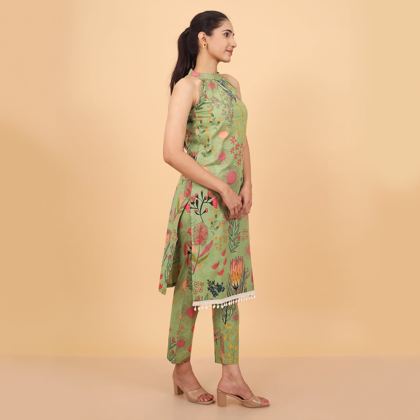 Garden-Fresh Halter Neck Kurta & Pant