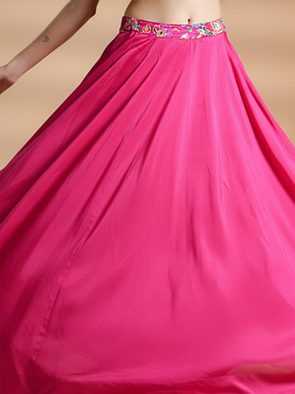 Vibrant Luxe Pink Silk Skirt