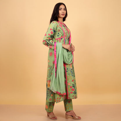 Fashionable Floral Print  Kurta and pant with Dupatta