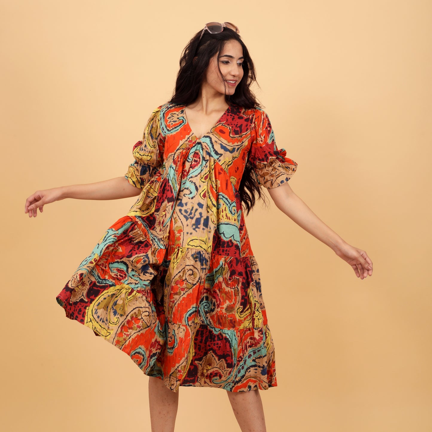 Pure Cotton Classic Abstract Print Dress