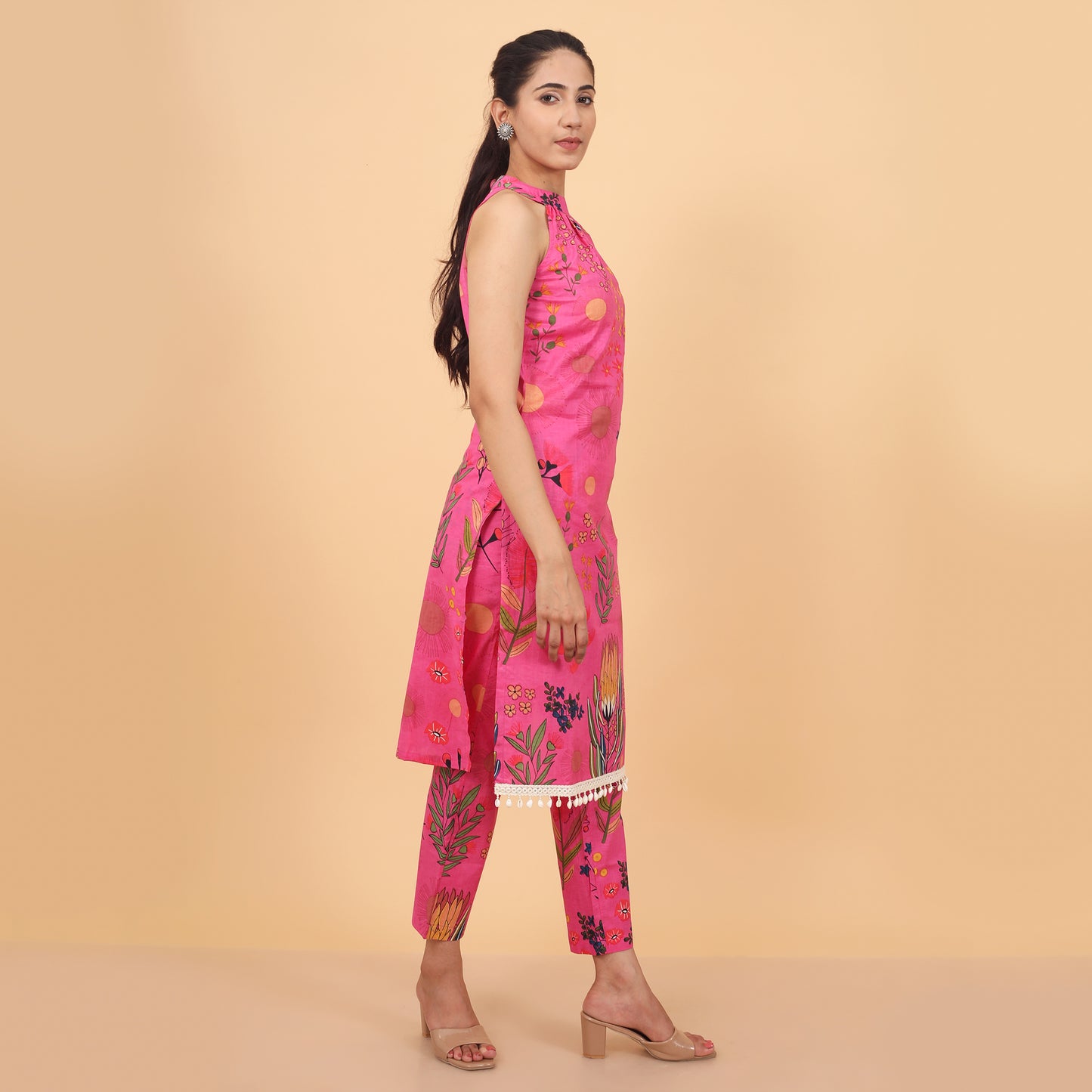 Whimsical Floral Halter Neck Kurta and Pant