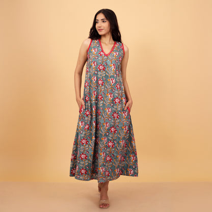 Elegant Cotton Floral Print Dress