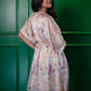 Enchanting Floral Silk Kaftan Style Dress with Embroidered lace and Inner