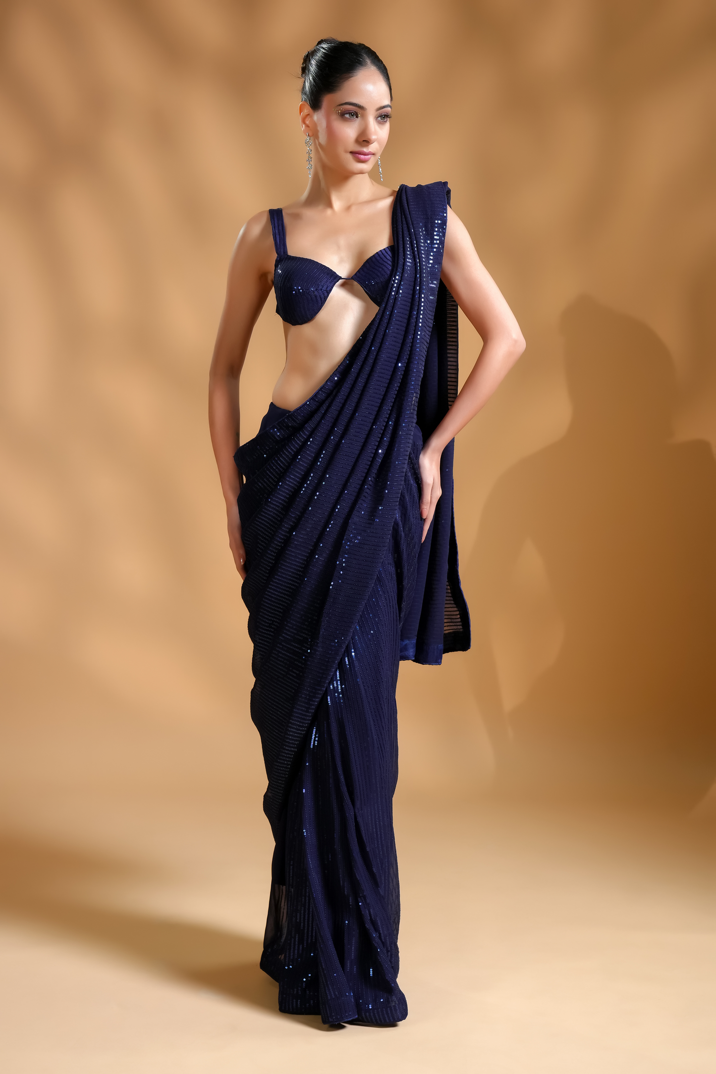 Cocktail Premium Ready to Wear Sequin Saree and Blouse Fabric