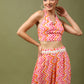 Charismatic Pink Geometric Print Co-ord set with Shell Embroidered Belt