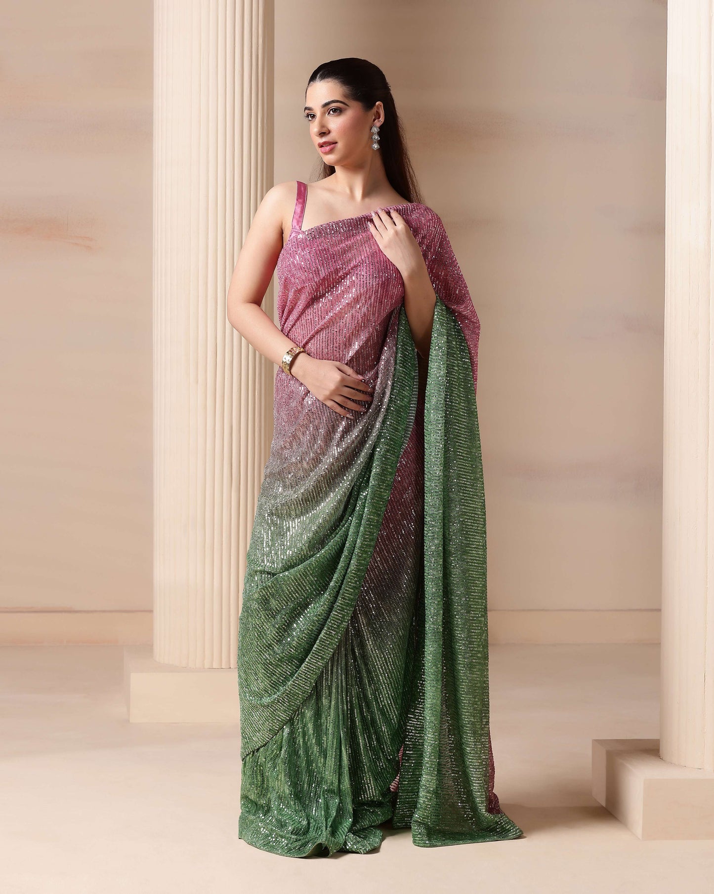 Dazzling Disco Luxe Ombre Sequin Cocktail Saree