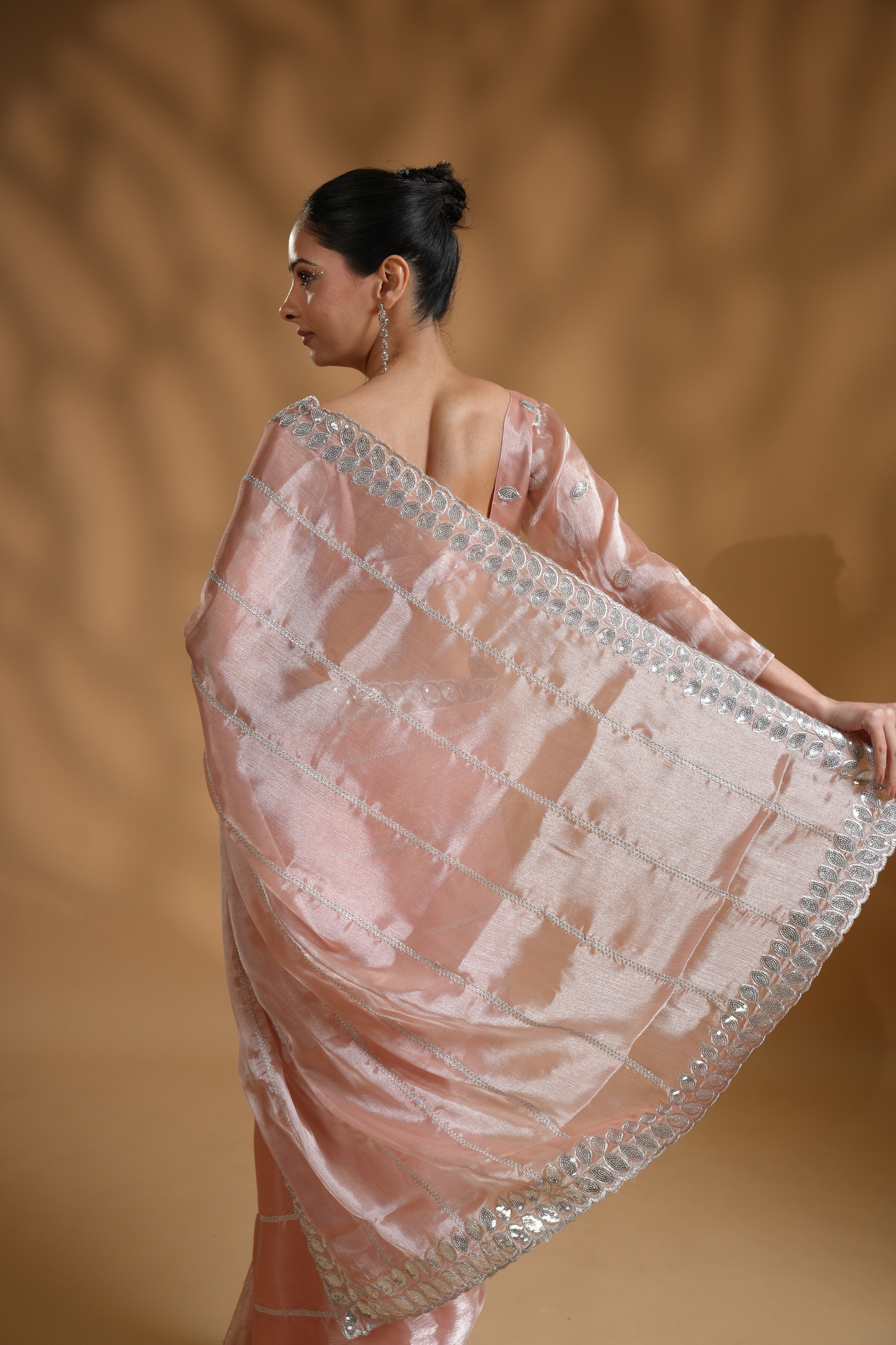 Luxurious Embroidered Pre-Draped Saree with Blouse Fabric