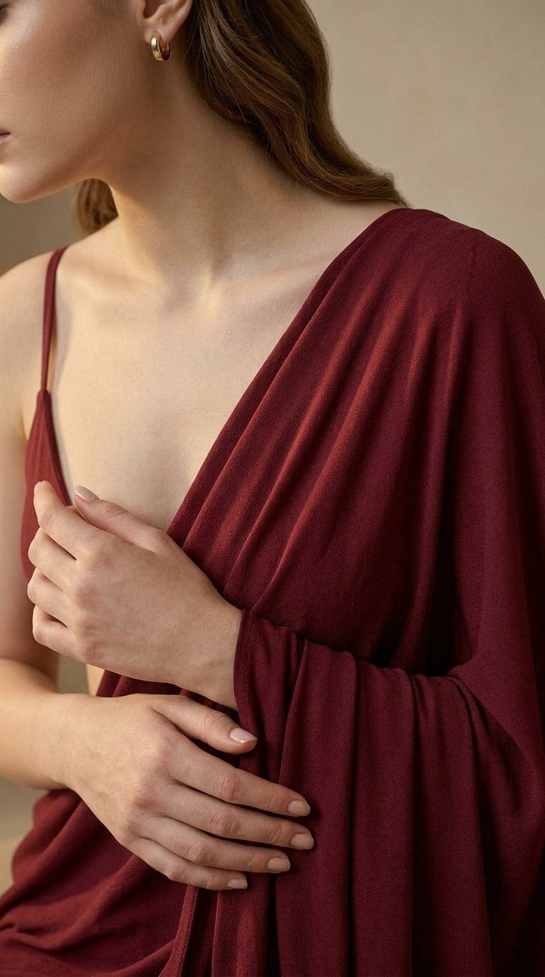 Ready to Wear Maroon Serenity Lycra Saree with Blouse Fabric