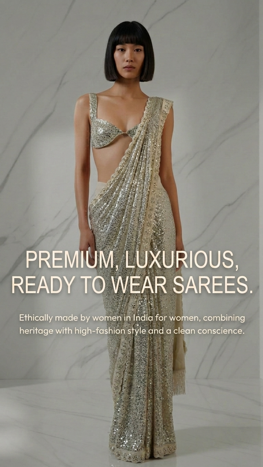 Premium Luxe Sequin Infused Designer Saree with Full Sequins Blouse Fabric