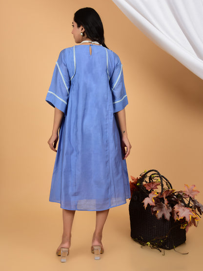 Enigmatic Blue Chanderi Ethnic Dress