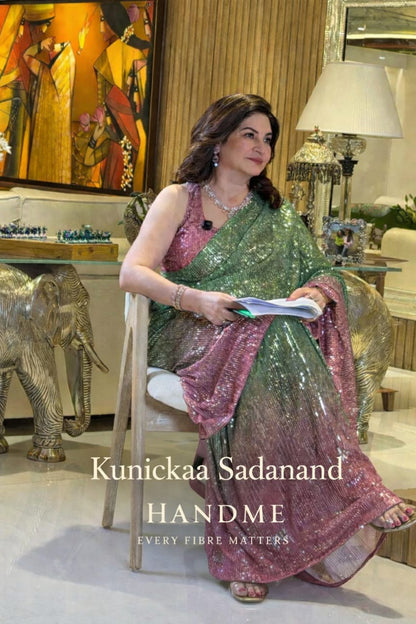 Dazzling Disco Luxe Ombre Sequin Cocktail Saree