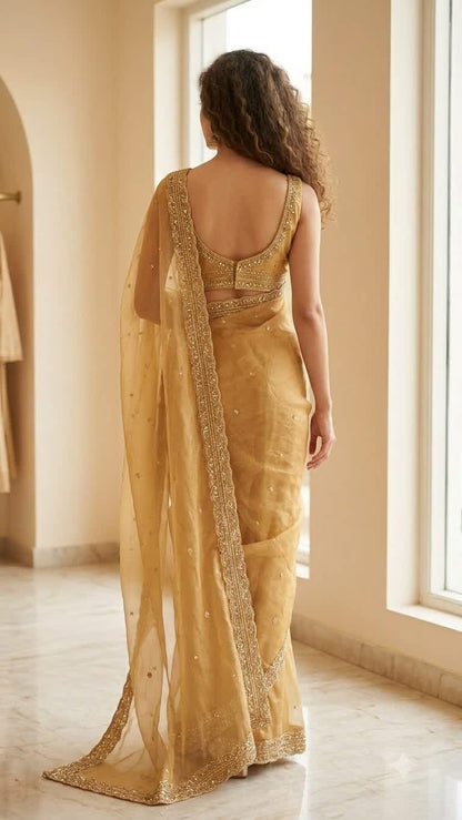 Royal Radiance Heavy Embroidered Saree with Embroidered Blouse Fabric