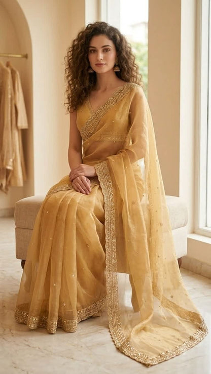 Royal Radiance Heavy Embroidered Saree with Embroidered Blouse Fabric