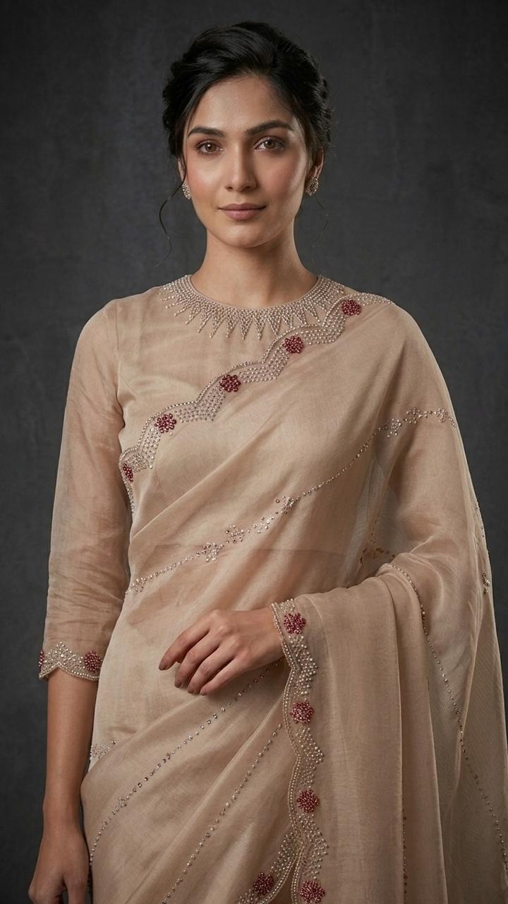 Royal Premium Embroidered Silk Saree with Embroidered Blouse Fabric