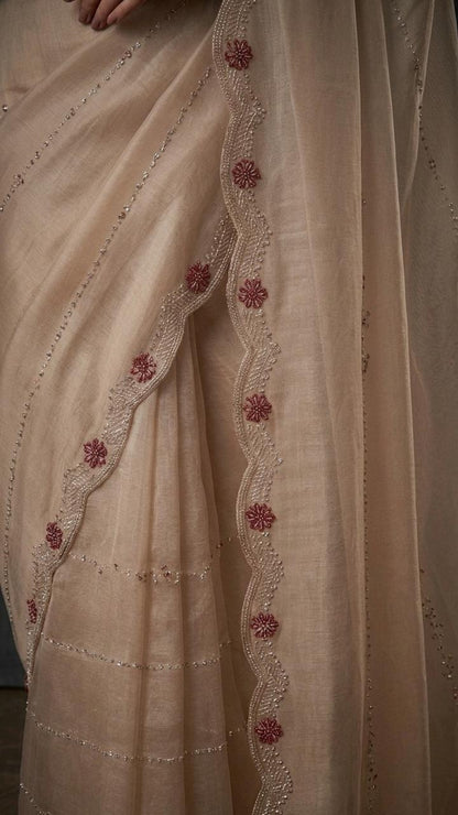 Royal Premium Embroidered Silk Saree with Embroidered Blouse Fabric