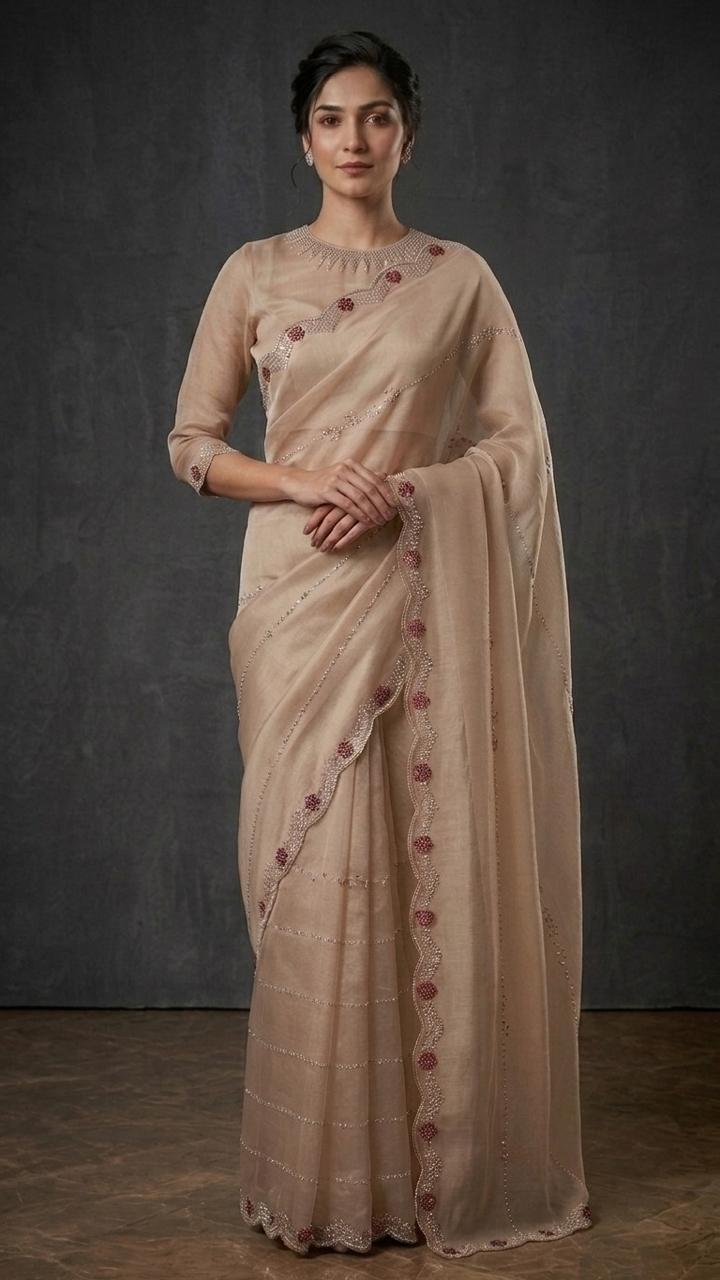 Royal Premium Embroidered Silk Saree with Embroidered Blouse Fabric