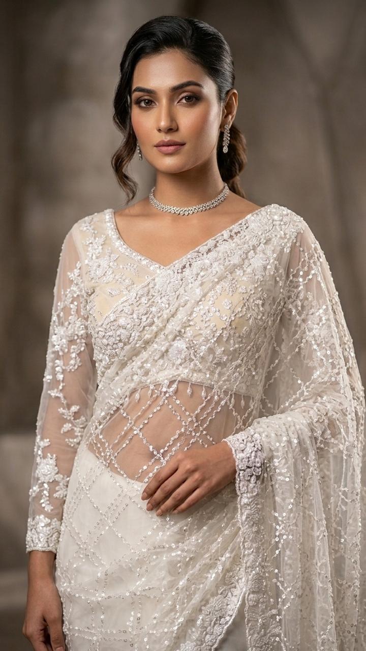 Royal Luxe Heavy Embroidered Saree with Embroidered Stitched Blouse
