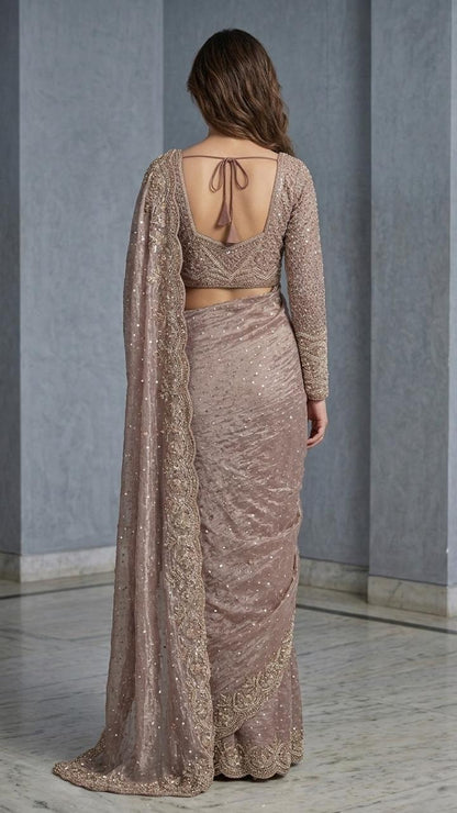 Premium Radiance Heavy Embroidered Saree with Embroidered Stitched Blouse
