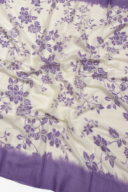 Lavender & White Floral Vine Cotton Bhandani Unstitched Suit Set