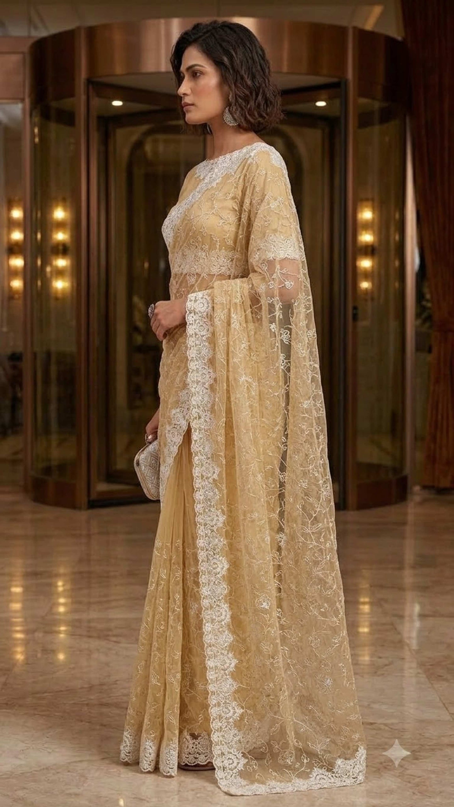Sunshine Luxe Designer Saree with Embroidered Blouse Fabric