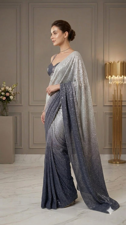 Ombre Sequinned Premium Saree