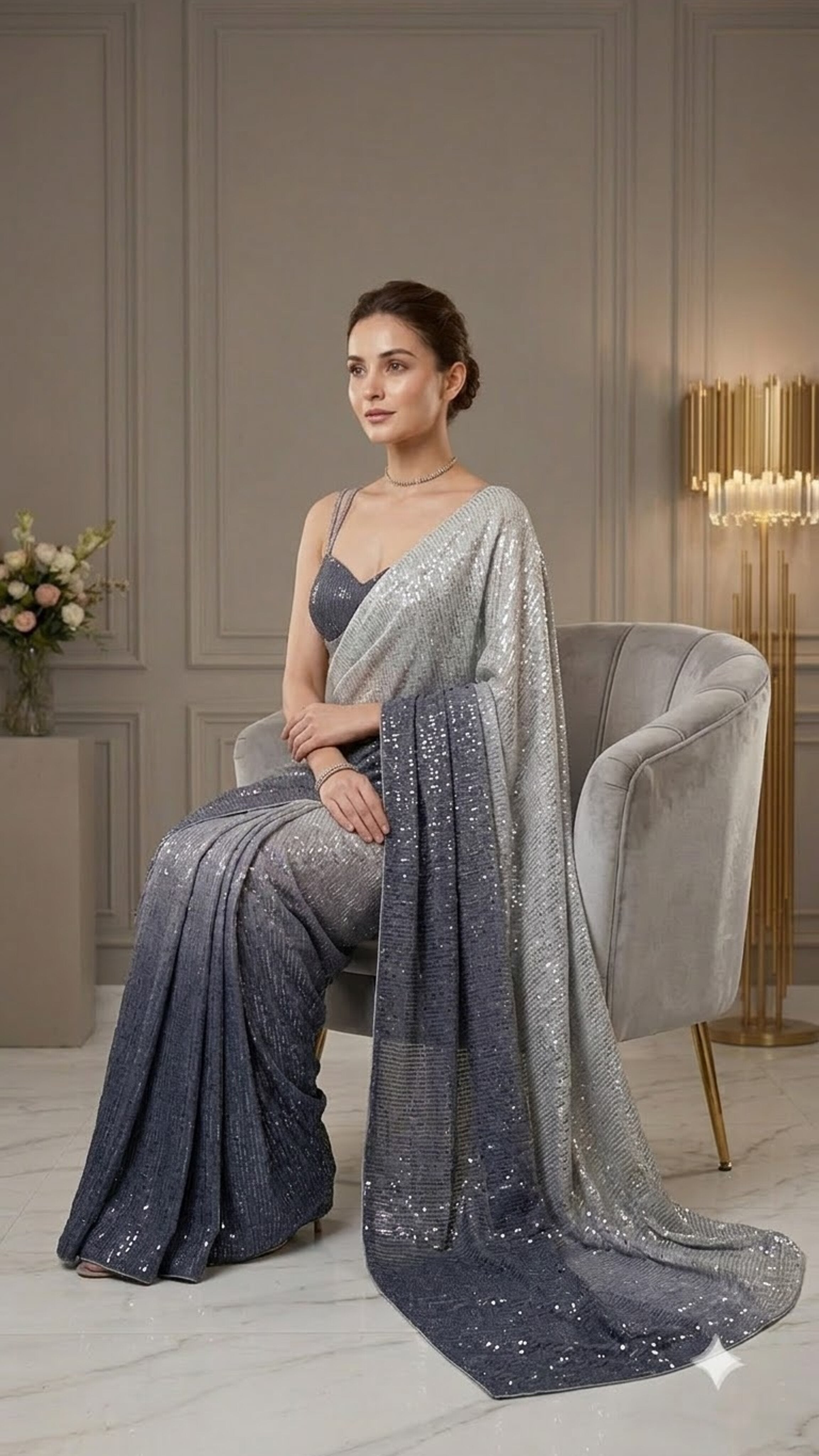 Ombre Sequinned Premium Saree
