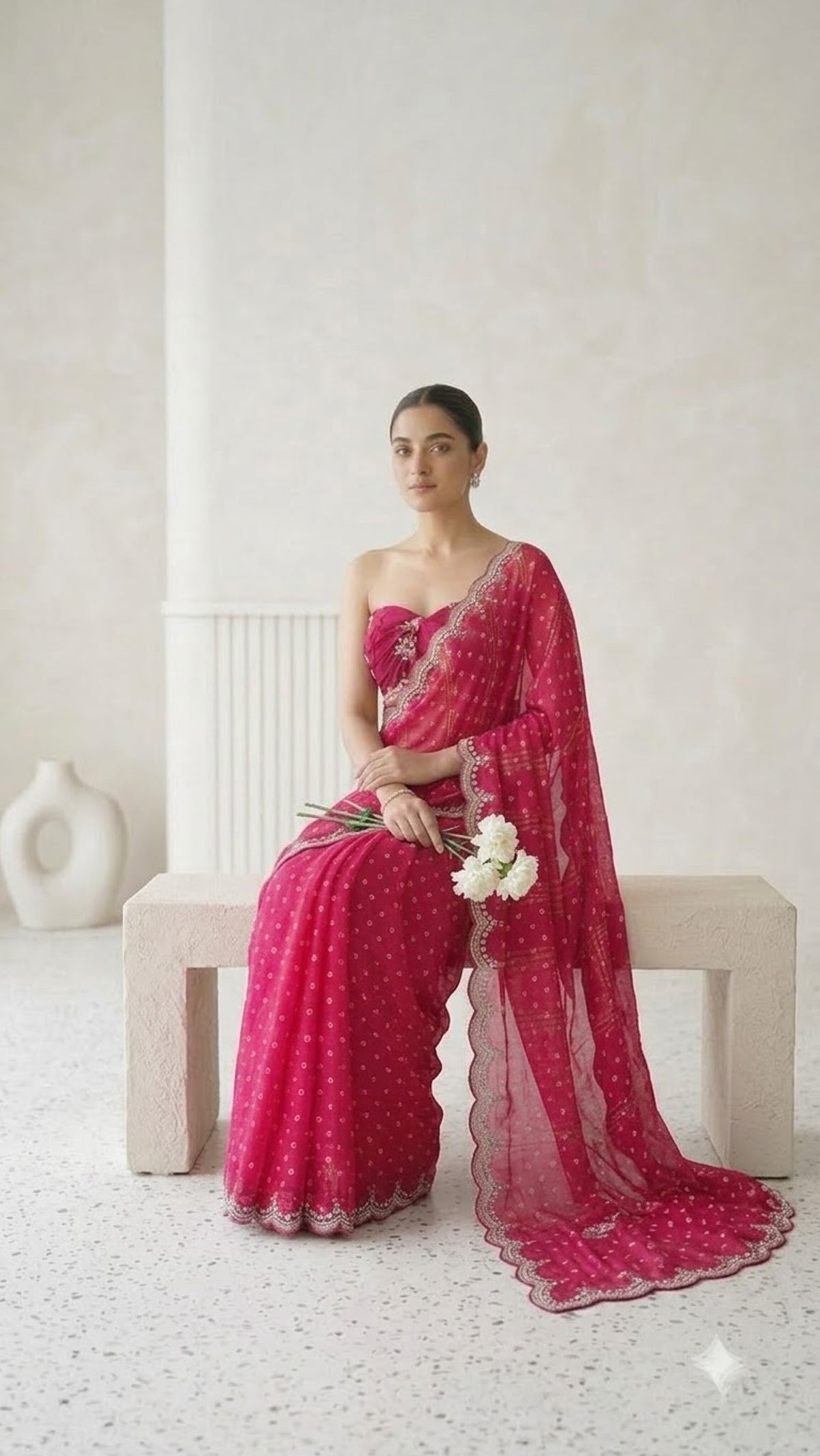 Royal Pink Hand-Embroidered Luxe Saree