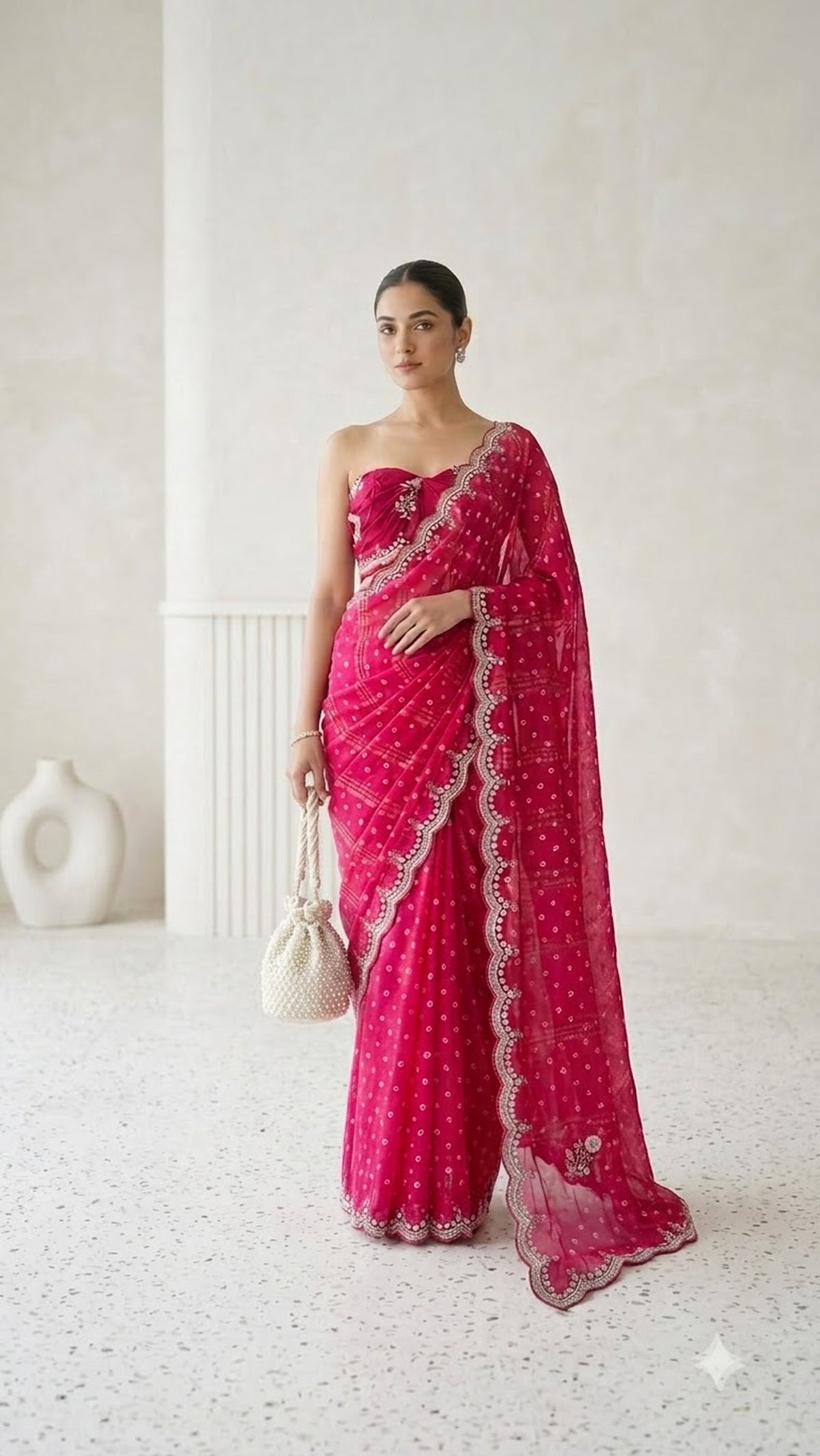 Royal Pink Hand-Embroidered Luxe Saree