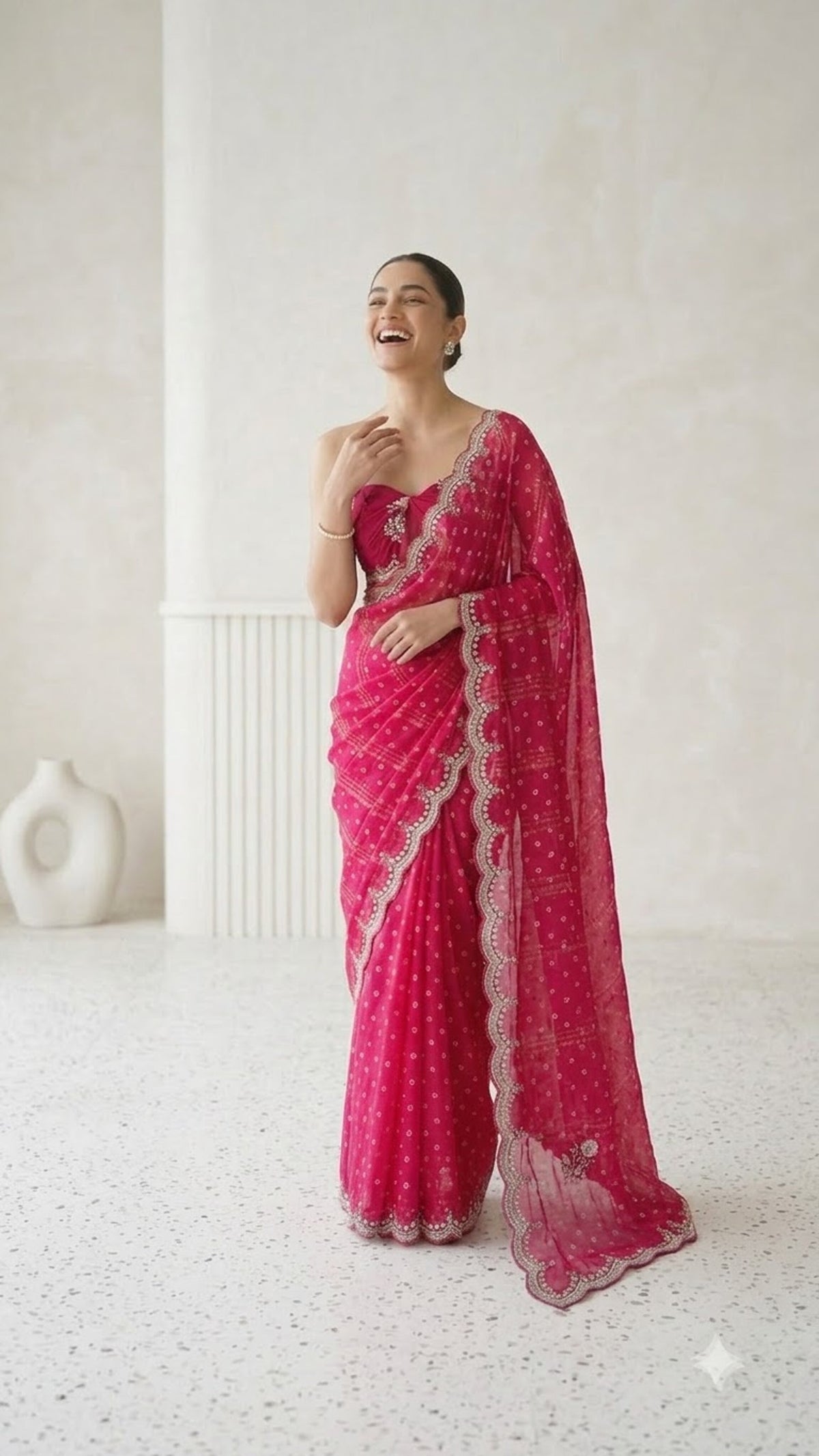 Royal Pink Hand-Embroidered Luxe Saree