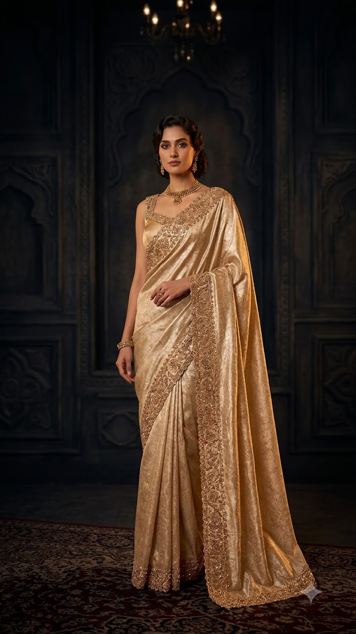 Heritage Luxe Banarasi Hand-Embroidered Silk Saree