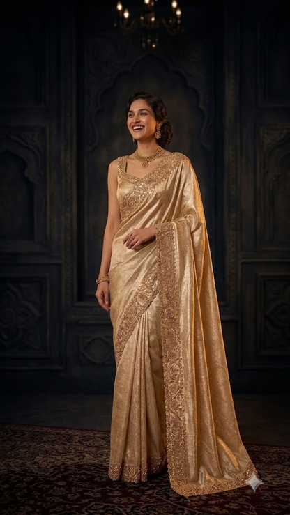 Heritage Luxe Banarasi Hand-Embroidered Silk Saree