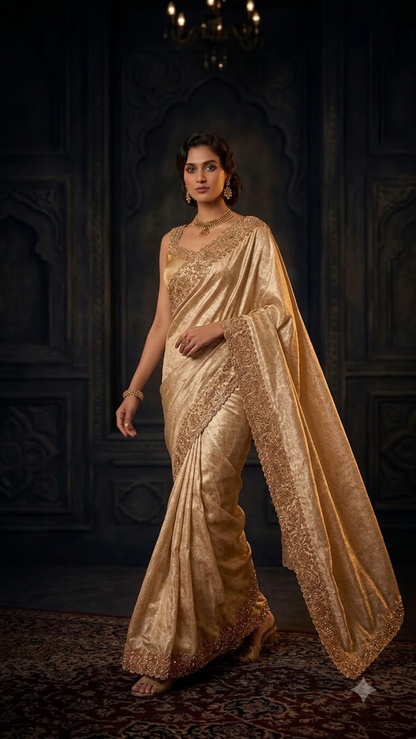 Heritage Luxe Banarasi Hand-Embroidered Silk Saree