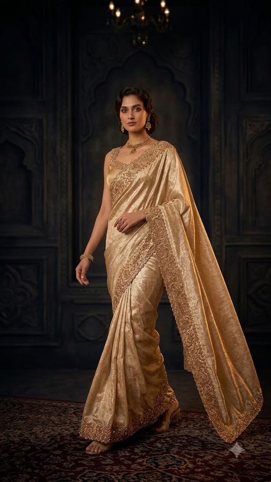 Heritage Luxe Banarasi Hand-Embroidered Silk Saree