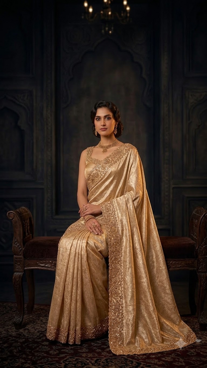 Heritage Luxe Banarasi Hand-Embroidered Silk Saree