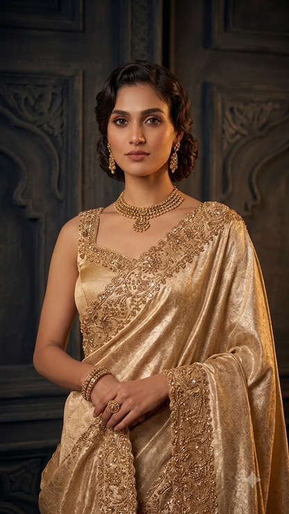 Heritage Luxe Banarasi Hand-Embroidered Silk Saree